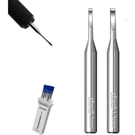 Lames de Rechange en Acier Tungstène, 1 mm + 1,5 mm, Lot de 2 Pour Modélisation Hobby, Modèle à échelle RG, Gravé, Ligne de Panneau, Résine, Lames de Rechange Pour Traceur (1/5)