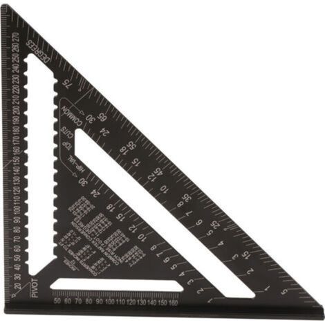 Règle triangulaire métrique en alliage d’aluminium, 30 cm (12 pouces), équerre à angle droit de précision 90°, idéale pour menuiserie, bricolage et dessin technique (1/2)