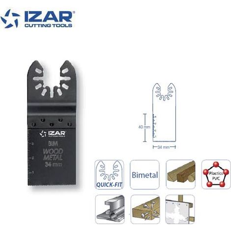 lame Quick-Fit Izar bimétal coupe droite 34 mm pour bois dur