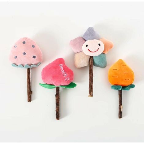 Jouet interactif pour chat en peluche, bâton molaire nettoyage dentaire, motif fraise – DELKEVIC