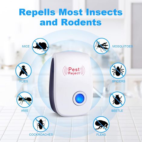 Répulsif Ultrason Anti-Rongeurs Insectes,Repulsif Moustique,Repulsif Anti Mouches Electrique Appareil Répulsif Souris Interieur,Moustique,Cafard,Fourmi,Araignée,100% Inoffensif (4 Paquets) (1/4)