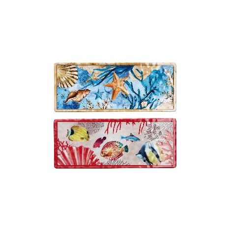 1 Pezzo Vassoio Rettangolare in Melamina Alyssa 27 x 11 x 2 cm 2 Decori (1/2)