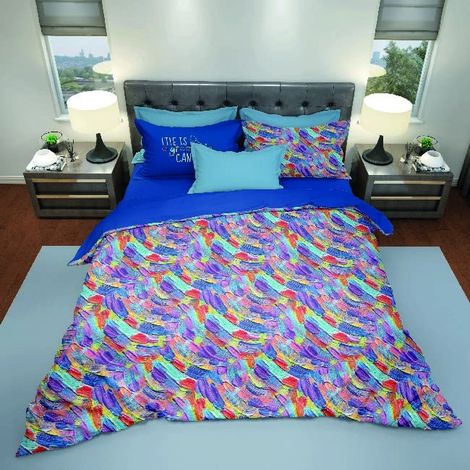Ensemble d'enveloppes de Couette Canvas - Abstract, Single - avec Housse de Couette, Taie d'oreiller - pour Le Lit -Multicolore en Coton, 150 X 200cm (1/3)