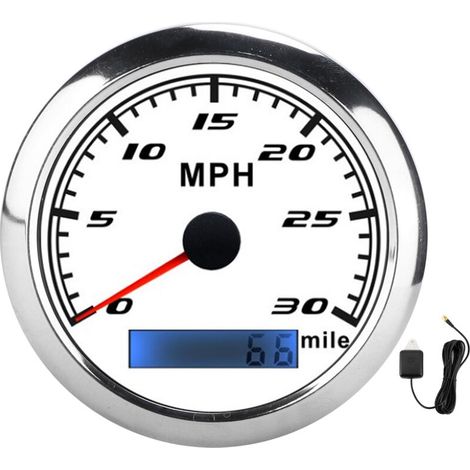 Compteur de vitesse GPS universel 30MPH jauge de vitesse IP67 étanche avec rétro-éclairage rouge pour camion de voiture de bateau marincadran blanc. (1/5)