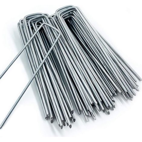 50 piquets de sol, acier inoxydable 200 x 40 mm, fixation toiles paillage et camping, résistants à la corrosion, usage jardin extérieur (1/5)