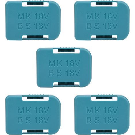 Lot de 5 supports de rangement pour batteries lithium 18 V Makita – fixation ceinture, couleur cyan (1/5)