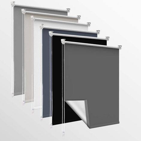 Store Occultant sans Perçage, 105l x 170L cm(Largeur du Tissu 105cm) Rideaux Occultant avec Revêtement d'argent, Isolation Thermique, Installation Simple, pour Chambre, Salon, Gris Foncé (1/5)