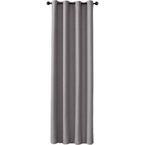 Rideau Une Piece Occultants Thermique à Oeillet Solide Décoration de Fenêtre Pour Chambre 100 x 200 cm Gris (1/4)