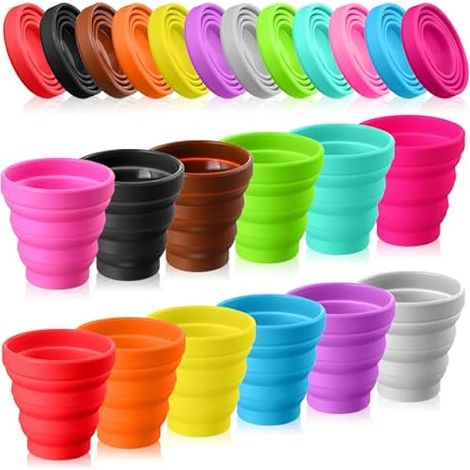 Tasse Pliable En Silicone - 150 ml - Pour Voyage Camping Randonnée Extérieur Bureau - 24 Pièces (12 Couleurs) - Sans Couvercle