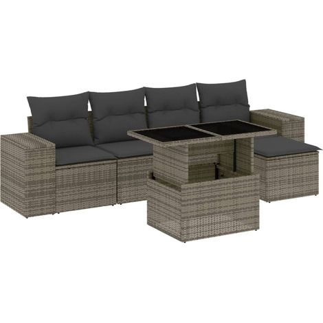 Maison Exclusive - 6-tlg. Garten-Sofagarnitur mit Kissen Grau Pol