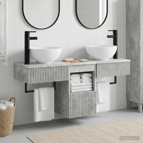 vidaXL Bathroom Furniture Set 3 pcs Concrete Grey Engineered Wood (1/5)