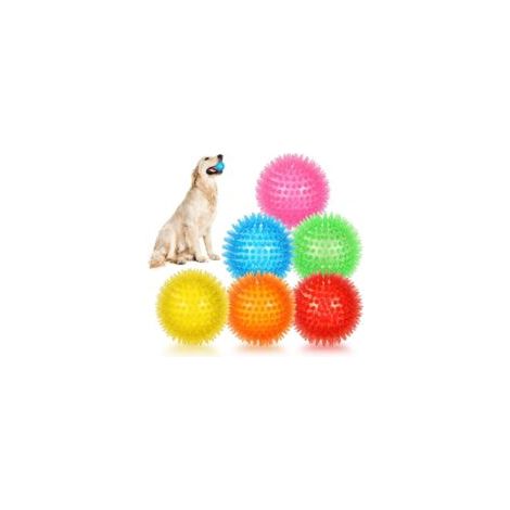 Lot de 6 balles couinantes de 6,5 cm pour chien, balle à picots pour chien, jouet flottant pour piscine, jouets à lancer pour chiot en caoutchouc TPR pour l'ennui, nettoyage des dents pour