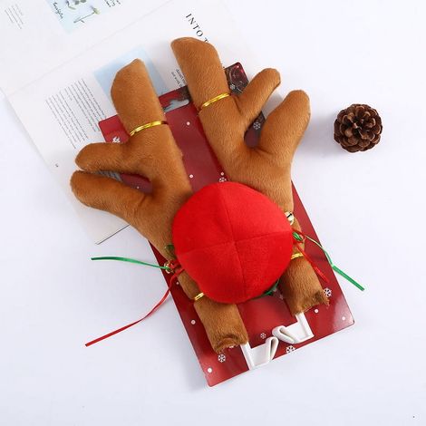 Cornes De Renne - Décoration Extérieure Pour Voiture - Avec Clochettes Et Nez Rouge - Pour Fêtes De Fin D Année - Lot De 2 Cornes + 1 Nez (1/5)