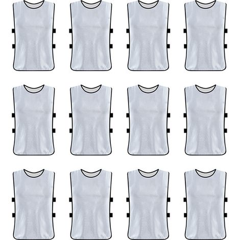 12 maillots d'entraînement de football pour adultes, maillots de match respirants blancs, gilets de sport extérieur. (1/5)