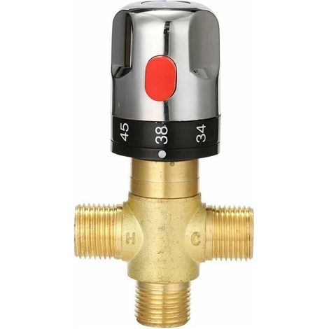 Adjustable Thermostatic Mixer Tap for Bathroom, Brass Water Mixer, Hot/Cold Water Mixing Temperature Control Valve (1/4)