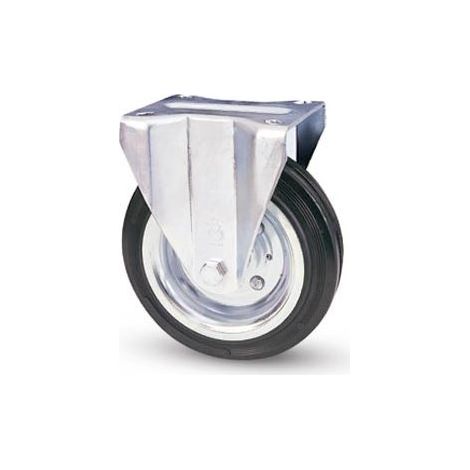 RUOTA GOMMA NERA D.100 MM RULLI FISSA