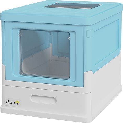 Lettiera per gatti chiusa con vassoio estraibile 2 porte paletta 47,5x35,5x36,7cm Azzurro