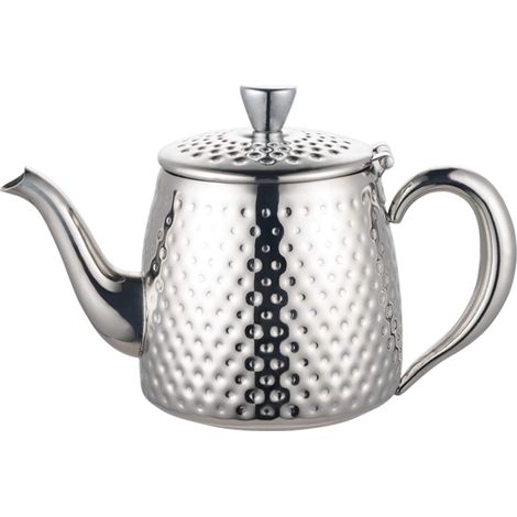 Théière avec effet martelé en acier inoxydable 18/10 – fini miroir, argent, 18oz, 0.5L (1/5)