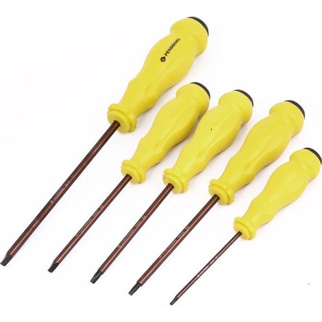 Lot de 5 tournevis triangulaires 4 mm 3,5 mm 3 mm 2,5 mm 2 mm S2 en acier magnétique avec poignée en plastique antidérapant (1/2)