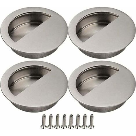 Poignée Porte Coulissante 4 Pièces Porte Coulissante Poignee Porte Coulissante Porte Coulissante Placard Poignée Encastrée Poignée de Meuble avec Vis Porte Coulissante Armoire Argent (1/4)