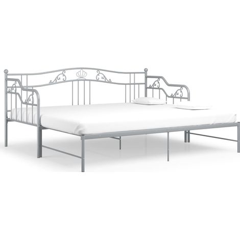 Maison Exclusive - Ausziehsofa Bettgestell Grau Metall 90x200 cm