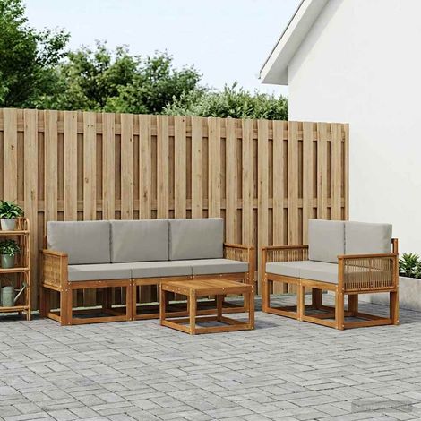 vidaXL Outdoor-Sofagarnitur 6 pcs Natürlich und Hellgrau Polyester (1/5)