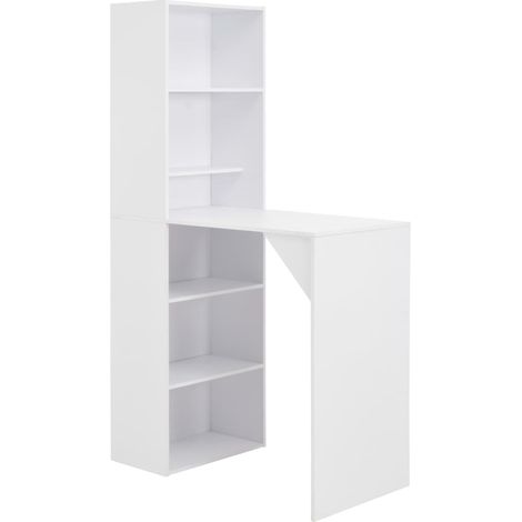 Mesa de bar con estantería blanca 115x59x200 cm vidaXL