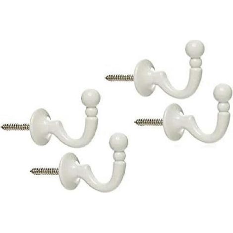 Lot de 4 crochets pour embrasses de rideaux, embouts en forme de boule, embrasses robustes, crochets pour porte ou mur, cintres pour vêtements et manteaux (1/4)