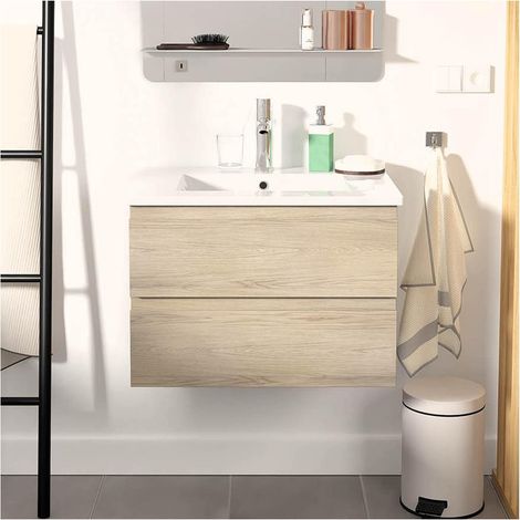 Conjunto de lavabo individual de 60cm con encimera de cerámica y grifo cromado SORRENTO