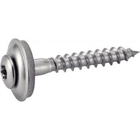 Vis à bois tête fraisée bombée six lobes - Avec rondelle EPDM Ø15 - Inox A2 4,5x100 mm - Boîte de 100 (1/3)