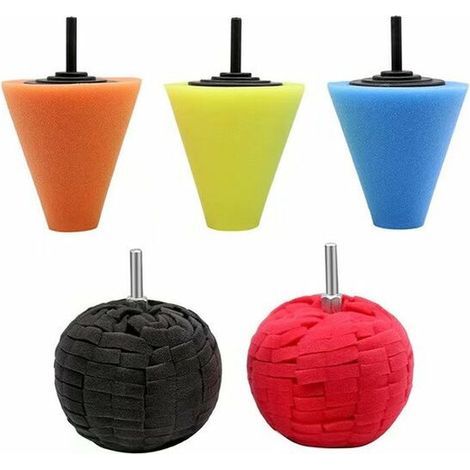 Polishing Ball, 1/4" 6mm Rod Sponge Metal Cone Polishing Foam Pad Polishing Ball, (5pcs, random color) (1/5)