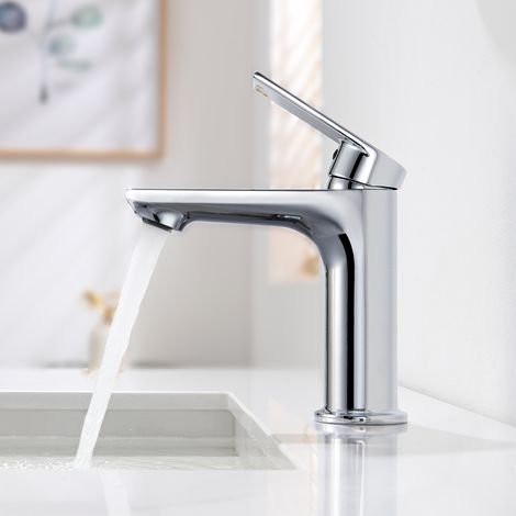 CECIPA MAX Grifo de baño, grifo de lavabo, Grifos monomando para lavabos, cromado S, mezclador monomando de baño (1/5)