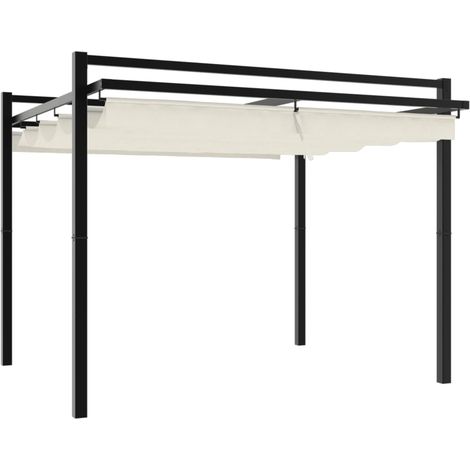 Tonnelle de jardin avec toit rétractable crème 3x3 m aluminium