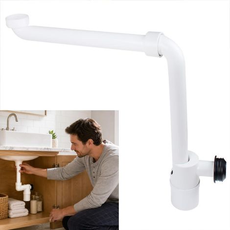 Siphon Économiseur d'Espace pour Lavabo Siphon G 1/4" pour Salles de Bains Bouchon de Vidange Réglable à 360° Bouchon de Vidange Compact pour Salle de Bains Tuyau de Vidange Flexible (1/5)