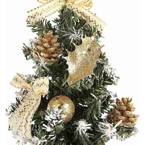 Künstlicher Mini-Weihnachtsbaum für den Tisch, Miniatur-Weihnachtsdekoration, 20 cm, gold