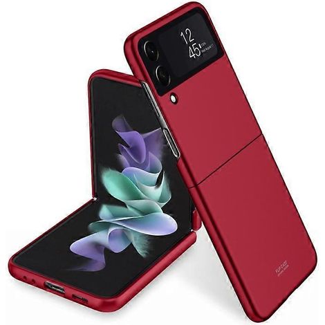 Coque de téléphone pour Samsung Galaxy Z Flip 4 2022, ultra fine mate en PC, rouge, étui fin et léger (1/5)