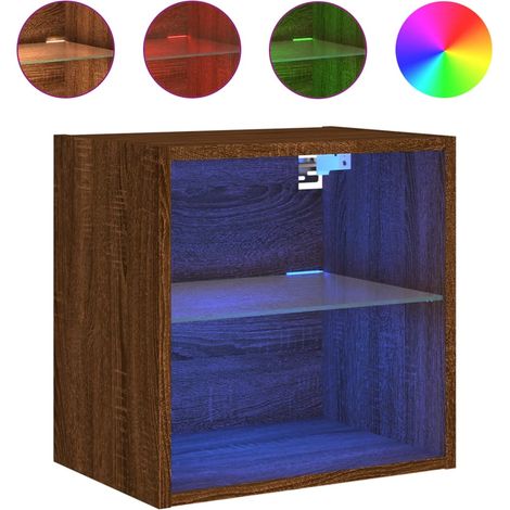 Maison Exclusive - Wand-Nachttisch mit LED-Leuchten Braun Eichen-