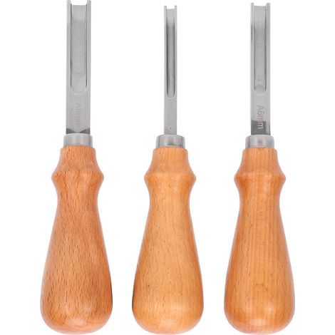 Professionelles 3-teiliges Lederschneidset mit Holzgriff für Heimwerkerarbeiten, Veredelungsarbeiten und Lederzuschnitte (1/5)