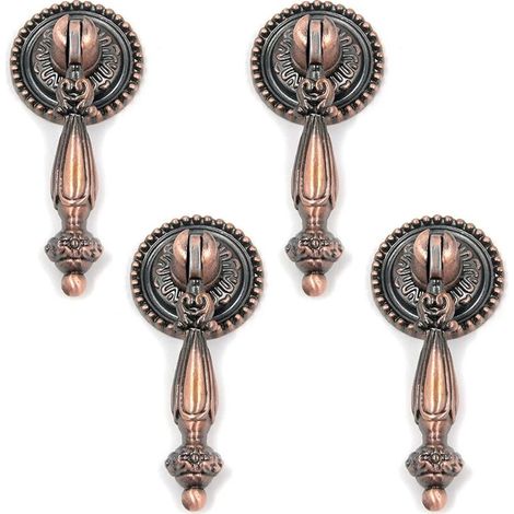 4 Pcs Vintage Schrankknäufe 28mm Schubladengriffe Einlochgriff Möbelgriffe für Kleiderschrank Schminktisch Rotbronze