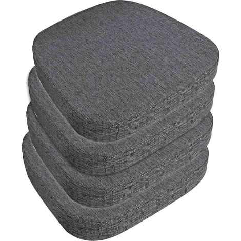 Lot de 4 Galette de Chaise 43x40x5cm Antidérapante avec Attaches Housse Lavable pour Salle à Manger Bureau
