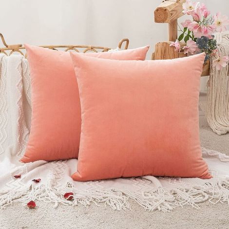 Set of 2 Decorative Velvet Cushion Covers Sofa Pillow Case Super Smooth Soft Comfortable Decoration Home Living Room Bedroom for Couch 50X50CM Reddish (1/4)