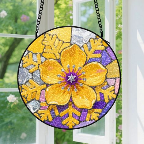 Suspension en vitrail - Attrape-soleil minimaliste coloré unique, décoration porte jardin, cadeau Fête des Pères, Anniversaire pour homme, femme 30 cm (1/5)