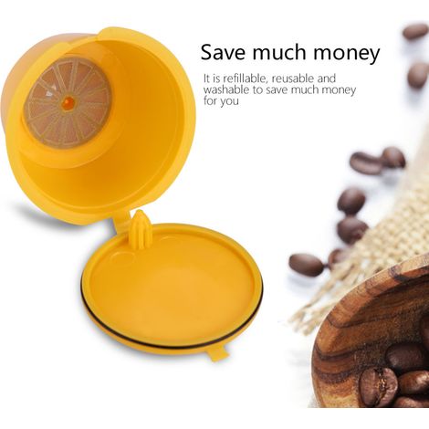 5 wiederverwendbare Kaffeefilter, lebensmittelechtes PP & Edelstahl 304, nachfüllbare Kapseln, gelb, kompatibel mit Espressomaschinen (1/5)