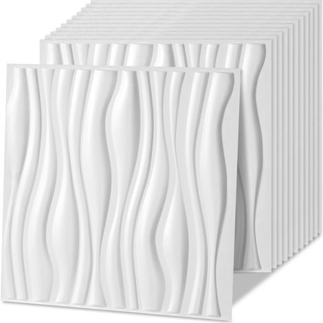 Randaco Plaques Murales 3D PVC Blanc 50×50 cm Motif Ondulé – Pose Libre et Flexible (1/5)