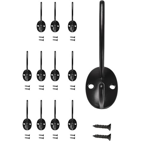 Lot de 12 patères murales à double crochet rétro, pratiques pour les manteaux, F