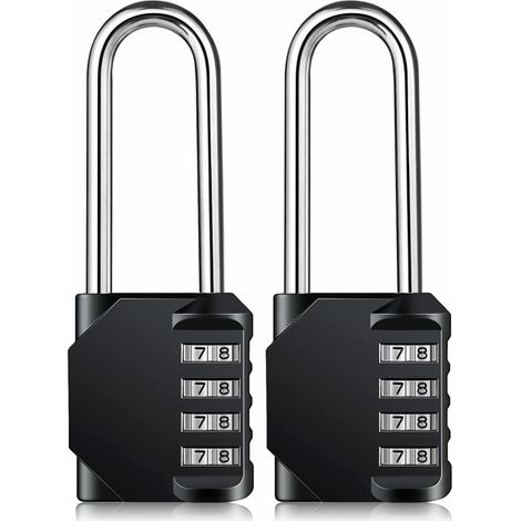 Cadenas à combinaison de 6.7cm de long, étanche à 4 chiffres, métal résistant aux intempéries, acier galvanisé - 2 pièces