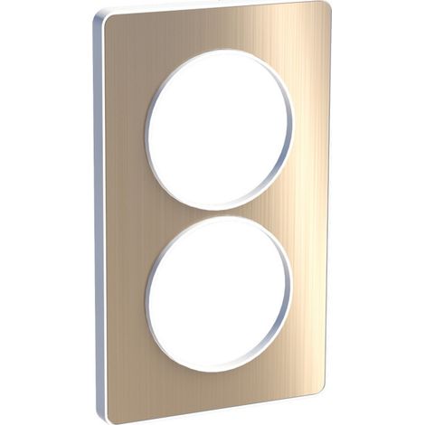 Schneider Electric – Plaque bronze brossé 2 postes verticaux 57 mm – Finition liseré blanc – Gamme Odace Touch – Pour installation murale