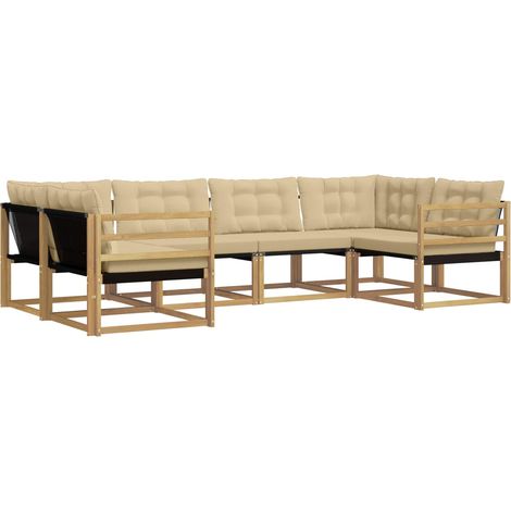 Conjunto de sofás de exterior con cojín 6 pcs y Beige vidaXL (1/5)