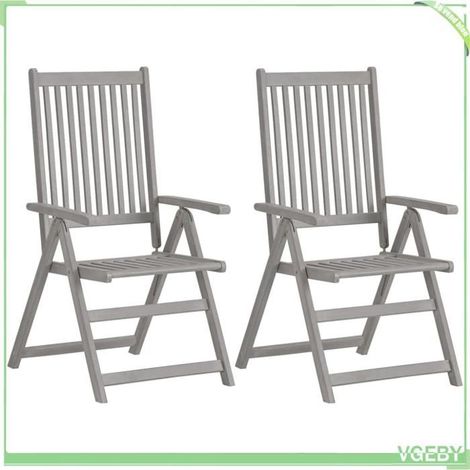 Chaise de jardin inclinable - FAFEICY - 3065377 - Lot de 4 avec coussins - Bois d'acacia massif - Dossier 5 positions (1/5)
