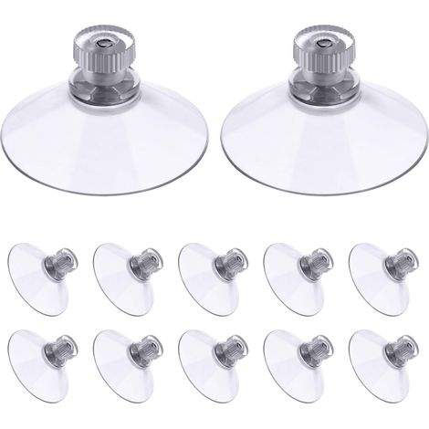 Ventouse a visser, 12 Pièces 50mm Ventouses Transparentes avec Filetage, Extra Fortes PVC Plastique Suspension Rideau Isolant Ventouse pour Camping Car, Fenêtre, Salle de Bain, Van